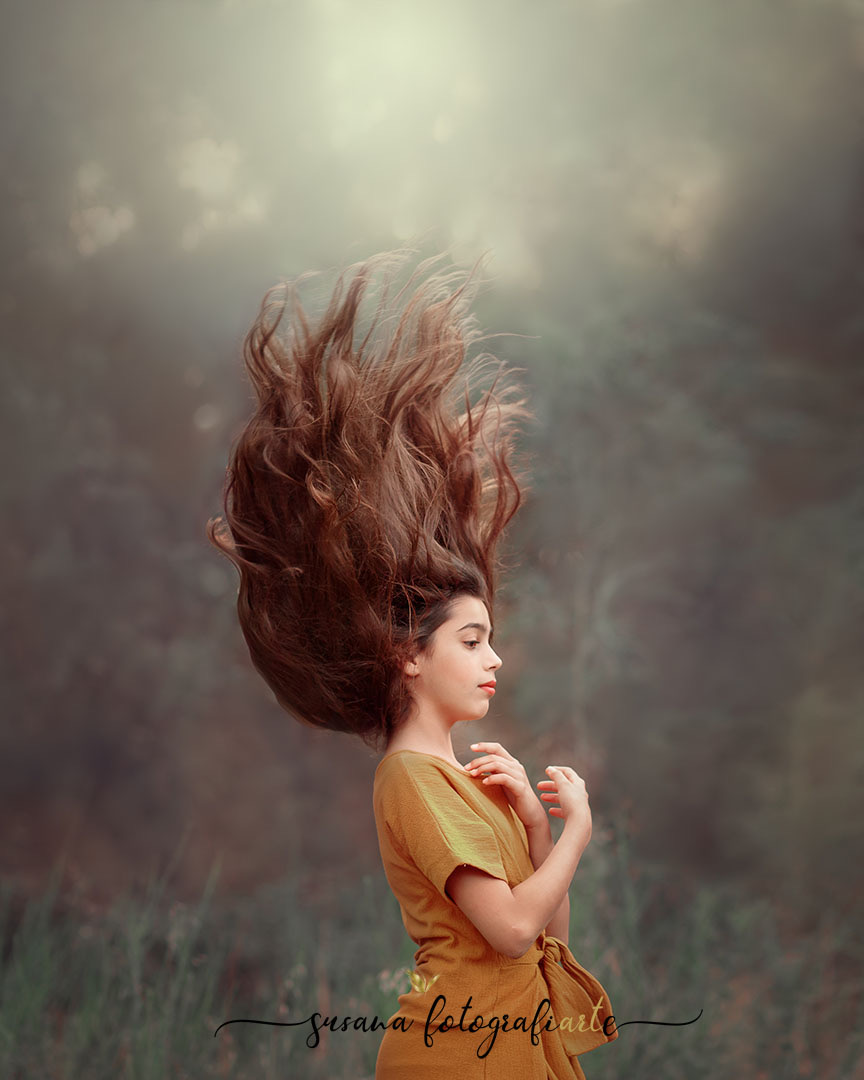 Retrato Fine Art infantil con el cabello al viento