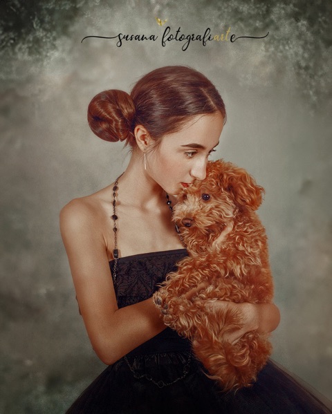 Retrato Fine Art de una mujer con su perro
